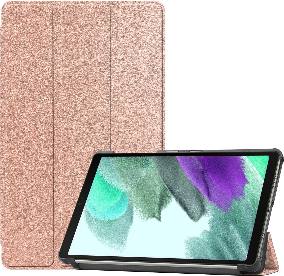 Hoesje Geschikt voor Samsung Galaxy Tab A7 Lite - Dun & Stevig - Trifold Bookcase - Hard Cover - Hardcover Book Case - Tablet Hoes - Rosé goud