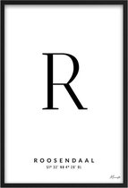 Poster Letter R Roosendaal A4 - 21 x 30 cm (Exclusief Lijst)