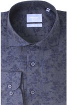 Overhemd katoen navy bloemenprint - Regular Fit