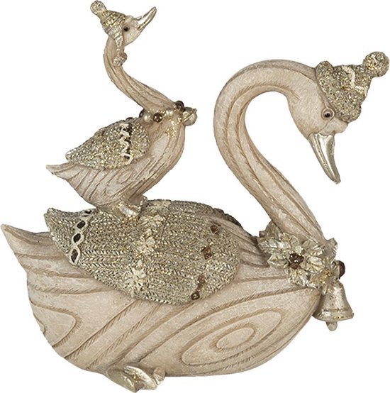 Clayre & Eef Figurine Cygne 11x6x10 cm Beige Polyrésine Accessoires de maison