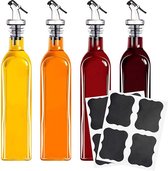 Clever Storage Olijfolie flessen met labels 4 stuks - Transparant