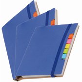 Paquet de 3x morceaux de cahiers scolaires / cahiers A5 couverture rigide lignée - bleu - Avec stylo