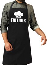 Chef frituur schort / keukenschort zwart voor heren - kookschorten / keuken schort