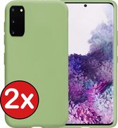 Samsung Galaxy S20 Hoesje Siliconen Case Cover - Samsung S20 Hoesje Cover Hoes Siliconen - Groen - 2 PACK