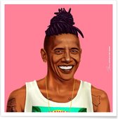 JUNIQE - Poster Obama -50x50 /Bruin & Roze