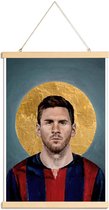 JUNIQE - Posterhanger Football Icon - Lionel Messi -30x45 /Blauw &