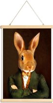 JUNIQE - Posterhanger Buster - Aristocratisch konijntje -30x45 /Bruin