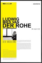 JUNIQE - Poster met kunststof lijst Mies Van Der Rohe -13x18 /Geel &