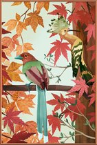 JUNIQE - Poster met kunststof lijst Birds Of Autumn -30x45 /Groen &