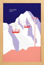 JUNIQE - Poster in houten lijst Les Alpes -40x60 /Blauw & Grijs