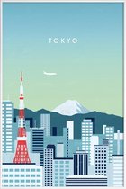 JUNIQE - Poster in kunststof lijst Retro Tokio -20x30 /Turkoois