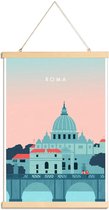JUNIQE - Posterhanger Rome - retro -40x60 /Roze & Turkoois