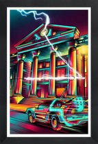 JUNIQE - Poster met houten lijst Delorean popart -13x18 /Rood &