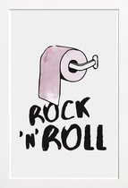 JUNIQE - Poster in houten lijst Rock 'n' Roll -30x45 /Roze & Wit