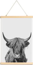 JUNIQE - Posterhanger Highland Cow Classic -40x60 /Wit & Zwart