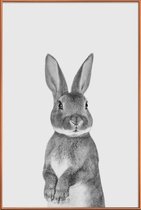 JUNIQE - Poster met kunststof lijst Paws & Claws	Bunny -13x18 /Wit &