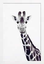 JUNIQE - Poster met houten lijst Giraffe -13x18 /Grijs & Wit