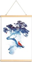 JUNIQE - Posterhanger De laatste appelboom -30x45 /Blauw & Rood