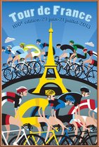 JUNIQE - Poster met kunststof lijst Tour de France -13x18 /Blauw &