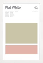 JUNIQE - Poster in houten lijst Flat white - minimalistisch -40x60