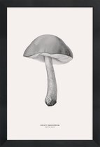 JUNIQE - Poster met houten lijst Bolete Mushroom -13x18 /Grijs & Ivoor