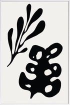 JUNIQE - Poster in kunststof lijst Leaves -30x45 /Grijs & Ivoor