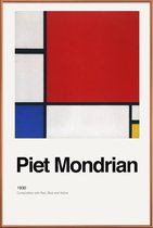 JUNIQE - Poster met kunststof lijst Mondrian - Composition with Red,