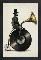 JUNIQE - Poster in houten lijst Music Man -20x30 /Ivoor & Zwart