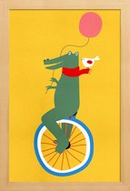 JUNIQE - Poster in houten lijst Unicycle Croc -30x45 /Kleurrijk