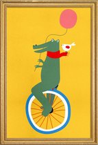 JUNIQE - Poster met houten lijst Unicycle Croc -40x60 /Kleurrijk