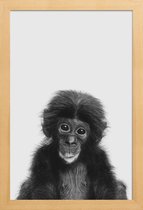 JUNIQE - Poster in houten lijst Bonobo Classic -40x60 /Wit & Zwart