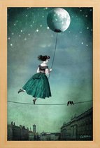 JUNIQE - Poster met houten lijst Moonwalk -13x18 /Blauw & Grijs