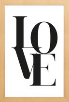 JUNIQE - Poster in houten lijst Love 2 -40x60 /Wit & Zwart