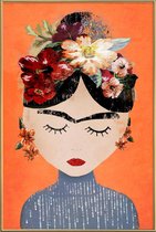 JUNIQE - Poster met kunststof lijst Frida Orange -13x18 /Oranje