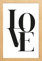 JUNIQE - Poster in houten lijst Love 2 -20x30 /Wit & Zwart