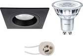 PHILIPS - LED Spot Set - CorePro 827 36D - Primux Rodos Pro - GU10 Fitting - Inbouw Vierkant - Mat Zwart - 4.6W - Warm Wit 2700K - 93mm