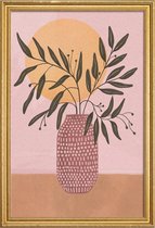 JUNIQE - Poster met houten lijst Olijftak -13x18 /Roze