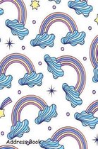 Address Book: For Contacts, Addresses, Phone, Email, Note, Emergency Contacts, Alphabetical Index With Clouds Rainbows Stars White B