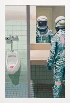 JUNIQE - Poster in houten lijst Men's Room -40x60 /Blauw & Grijs