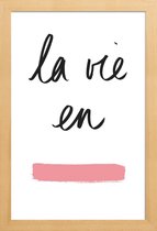 JUNIQE - Poster met houten lijst La vie en rose -13x18 /Wit & Zwart