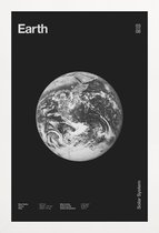 JUNIQE - Poster met houten lijst Earth -13x18 /Grijs & Zwart