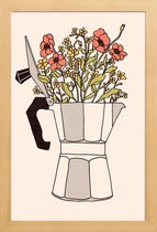 JUNIQE - Poster met houten lijst Moka Flowers Colors -13x18 /Grijs &