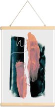JUNIQE - Posterhanger Abstract Brush Strokes 3X -20x30 /Groen & Roze
