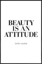 JUNIQE - Poster in kunststof lijst Beauty is - Citaat van Estée Lauder