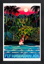 JUNIQE - Poster in houten lijst hawaii2 -40x60 /Blauw & Groen
