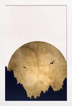 JUNIQE - Poster in houten lijst Two Birds Gold -40x60 /Ivoor