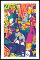 JUNIQE - Poster met kunststof lijst Batman -30x45 /Oranje & Roze