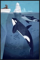 JUNIQE - Poster in kunststof lijst Vintage orka -30x45 /Blauw