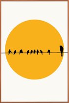 JUNIQE - Poster met kunststof lijst Bird Family -40x60 /Geel & Zwart