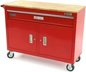 HBM 117 cm PROFI verrijdbare gereedschapswagen / werkbank ROOD